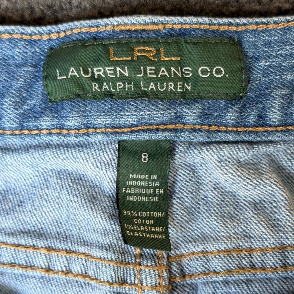 Lauren Ralph‎ Lauren Medium Wash Denim Cut Off Shorts Raw Hem Blue Size 8 VTG - Picture 3 of 9